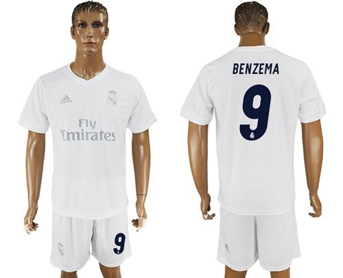 Real Madrid #9 Benzema Marine Environmental Protection Home Soccer Club Jersey - Click Image to Close
